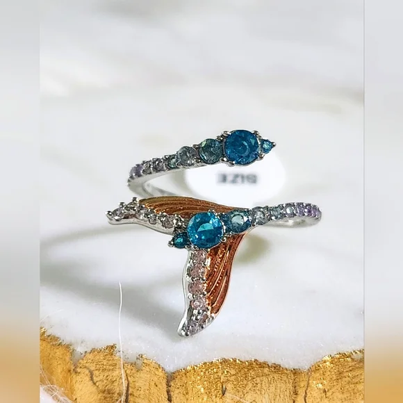 NWT Bomb Party 'Atlantis Bound' Mixed Metal Multicolor Wrap Ring - Size 9 - Picture 2 of 11